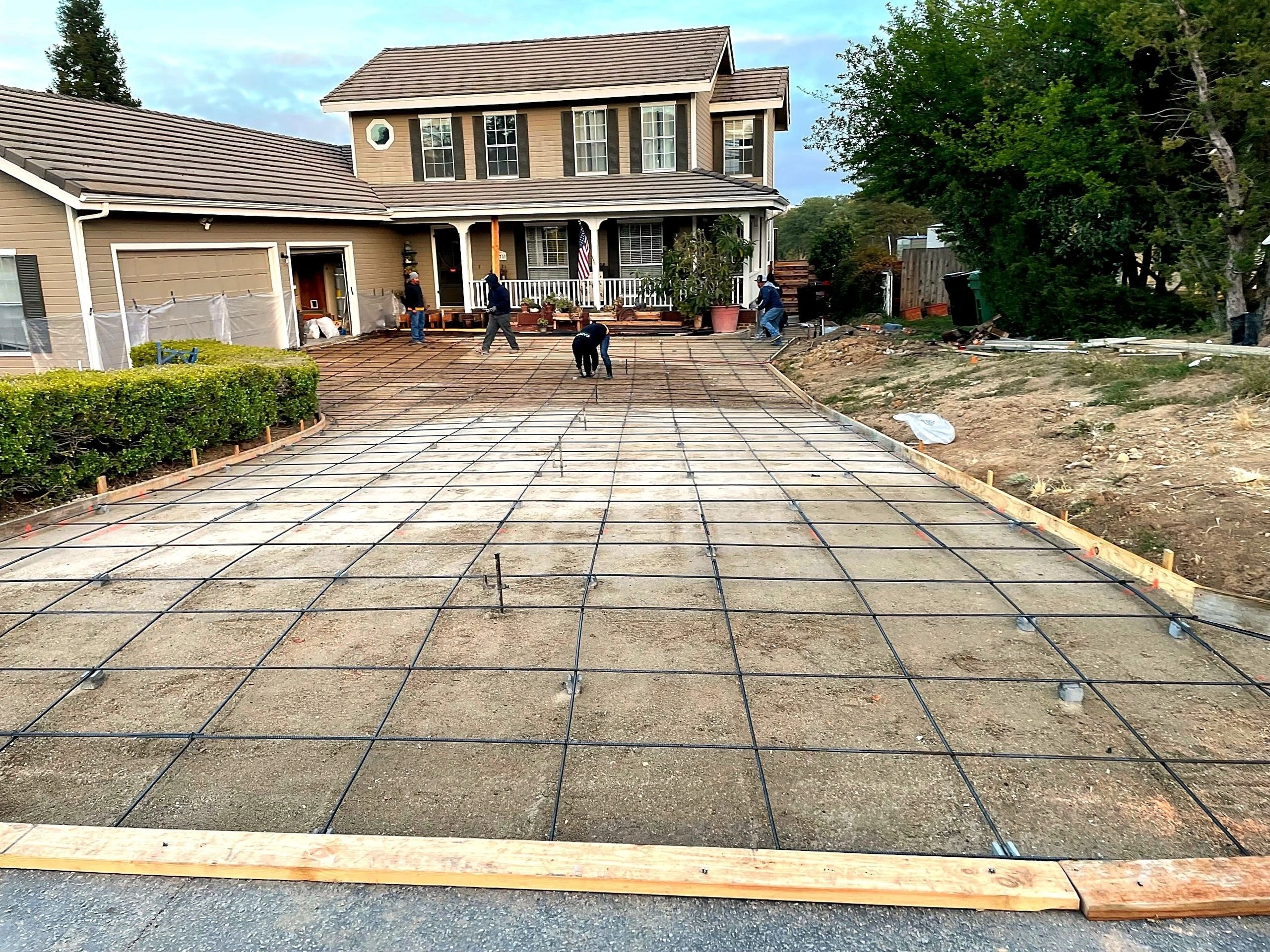 Residential driveway construction with rebar foundation in Del Mar, CA by Capps Construction